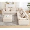 L-Shaped Sectional Sofas Couch Set, 6-Seater Corduroy Upholstered Deep Seat Sofa for Living Room, Comfortable Modular Sectional with 7 Free Pillows - 4 of 4