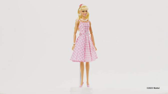 Barbie: The Movie Collectible Doll Margot Robbie as Barbie in Pink Gingham Dress, 2 of 14, play video