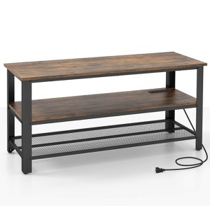 Costway 3-tier TV Stand for TVs up to 50 Inches with Power Outlets USB Ports Shelves - 1 of 4