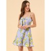 Allegra K Women's Floral Ruffle Bow Knot Lemon Spaghetti Strap Mini Sundress - 3 of 4