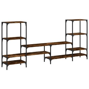 vidaXL Smoked Oak Engineered Wood TV Stand with Shelves - 81.3"x11.2"x37.4", Modern Entertainment Center for Living Room/Bedroom - 1 of 4