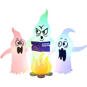 Occasions 5' INFLATABLE COLOR CHANGING CAMPFIRE GHOSTS, 5 ft Tall, White - 1 of 4