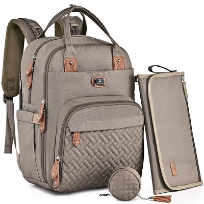 Dikaslon Diaper Bag Backpack With Portable Changing Pad Pacifier Case And Stroller Straps Khaki Target