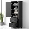 Tall Bathroom Storage Cabinet with 2 Drawers and Adjustable Shelves, Freestanding MDF Cabinet with Anti-Tip Device - 3 of 4