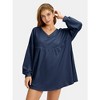EXLURA EXLURA Womens Spring Long Sleeve Shirts V Neck Casual Maternity Tops Loose Babydoll Pullover Dressy Tunic Blouse Outfits 2025 Apricot - 2 of 4