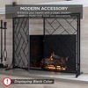 Best Choice Products 44x33in 2-Panel Handcrafted Wrought Iron Geometric Fireplace Screen w/ Magnetic Doors - 3 of 4