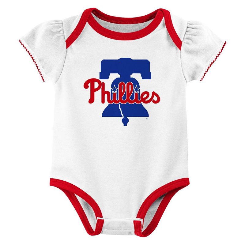 MLB Philadelphia Phillies Infant Girls&#39; 3pk Bodysuit, 2 of 5
