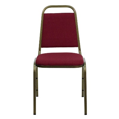 Burgundy Fabric and Gold Steel Stacking Banquet Chair