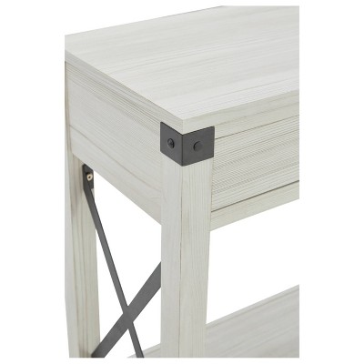 Modern Farmhouse White Wood & Metal Console Table with Storage