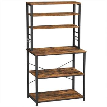 Vasagle Industrial Ladder Shelf, 5-tier Bookshelf, Wood Wall Mounted Shelf,  23.6 X 11.8 X 67.7 Inches, Rustic Brown And Black : Target