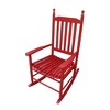 Aghana Digitals Rose Red Solid Populus Wood Porch Rocker Chair with Wide Seat, Armrest & Slatted - 4 of 4