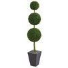 Nearly Natural 6-ft Boxwood Triple Ball Topiary Artificial Tree in Slate Planter UV Resistant (Indoor/Outdoor) - 2 of 2