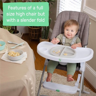 Gray Portable Folding High Chair with Safety Harness