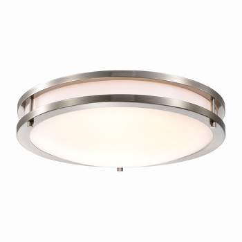 C Cattleya Brushed Nickel Dimmable 25-Watt Selectable LED Flush Mount 3000K/4000K/5000K with Acrylic Shade