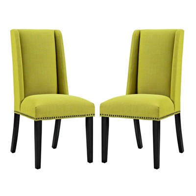Modway Baron Dining Chair Fabric Set of 2 Wheatgrass