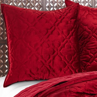 Caserta Red Velvet Quilted Euro Sham