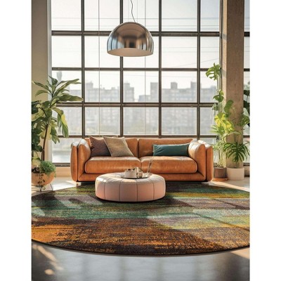 Vibrant Abstract Sevilla 8' Round Multicolor Synthetic Rug