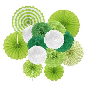 Unique Bargains Paper Decorative Round Pattern Party Decorative Folding Fans - 1 of 4