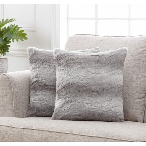 Chanasya Embossed Plush Faux Fur Throw Pillow Covers - 2- Piece - 18" x 18” - 1 of 4