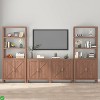 71" 5-Tier Mid-Century Bookcase with Doors Thick Wood Display Cabinet Freestanding Storage Shelf - 4 of 4