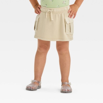 Image of Toddler Girls' French Terry Cargo Skirt - Cat & Jack™ Cream 18M