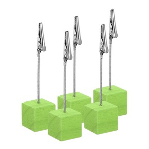 Unique Bargains Wood Base Table Number Memo Clip Place Card Holder 5 Pcs - 1 of 4
