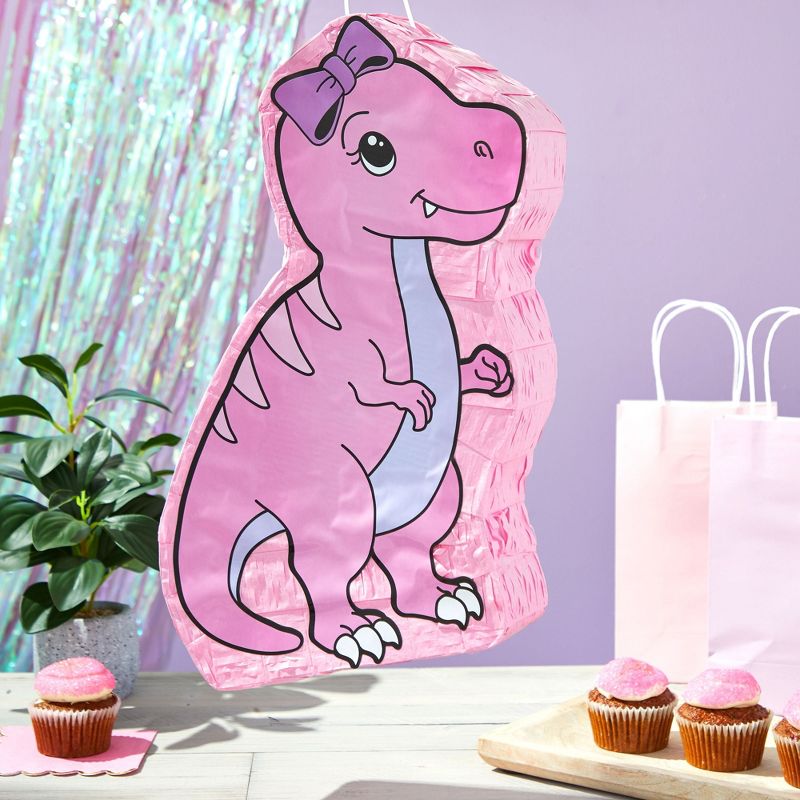 Blue Panda Pink Dinosaur Pinata for Girls T-Rex Themed Dino Birthday Party Decorations, 16.5 x 13.0 x 3.0 in, 2 of 6