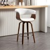 Bekrvio 26" Mid Century Modern Swivel Counter Height Bar Stools Set of 1/2/3/4 - PU Leather Upholstered,Walnut Bent Wood Legs for Kitchen Island - 2 of 4