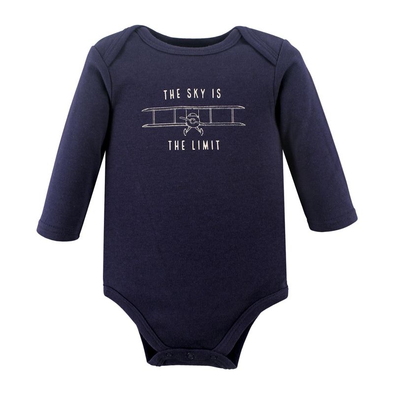 Hudson Baby Infant Boy Cotton Long-Sleeve Bodysuits, Aviation, 5 of 6