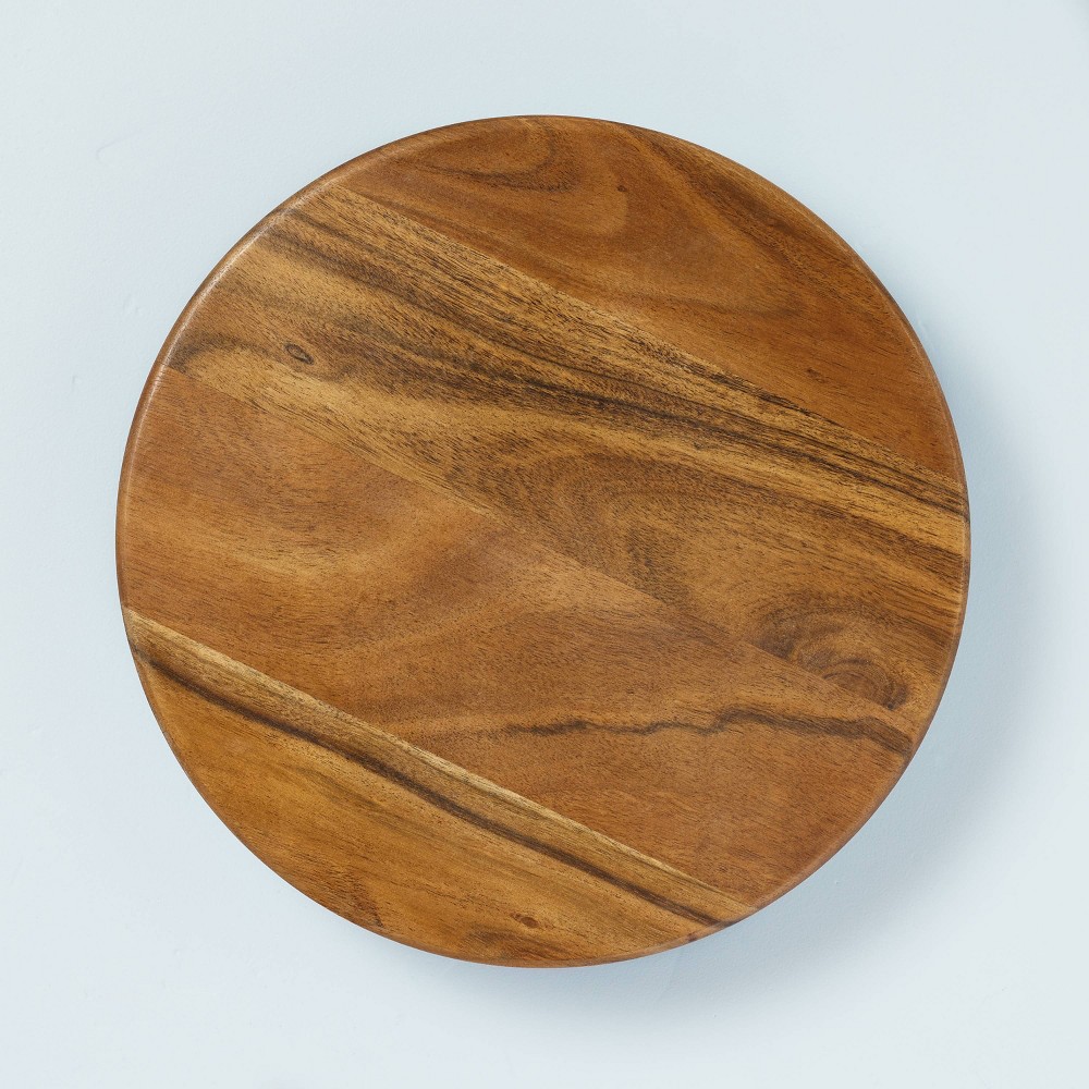 Photos - Serving Pieces 13" Round Footed Wood Serving Stand Brown - Hearth & Hand™ with Magnolia