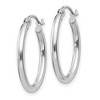 Black Bow Jewelry 2mm x 20mm Polished 14k White Gold Classic Oval Tube Hoop Earrings - 2 of 4