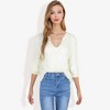 Anna-Kaci Women's Lightweight Long Sleeve Knit Top with Notch Neck and Rolled Cuffs - image 3 of 4