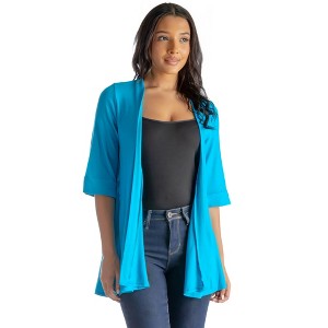 Womens Open Front Elbow Length Sleeve Cardigan - 24seven Comfort Apparel™ - 1 of 4