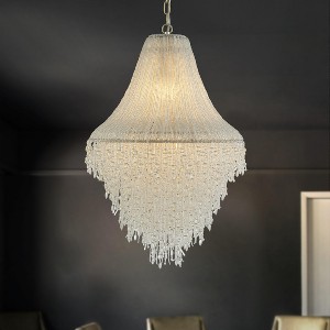 ALOADECOR Vintage Meets Modern Luxury 5-Light Handcrafted Elegance Chandelier with Clear Crystal Beads in Antique Silver - 1 of 4