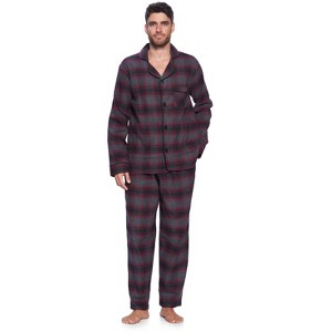 Ashford & Brooks Mens Flannel Plaid Pajamas Long Pj Set - 1 of 4