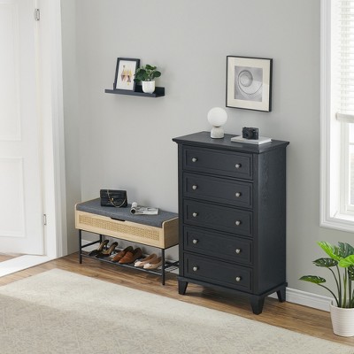 Dresser for Bedroom with 6 Drawers,31.5" Farmhouse Chest of Drawers Closet with Metal Handle, Wooden Dresser Organizer, for Bedroom, Living Room