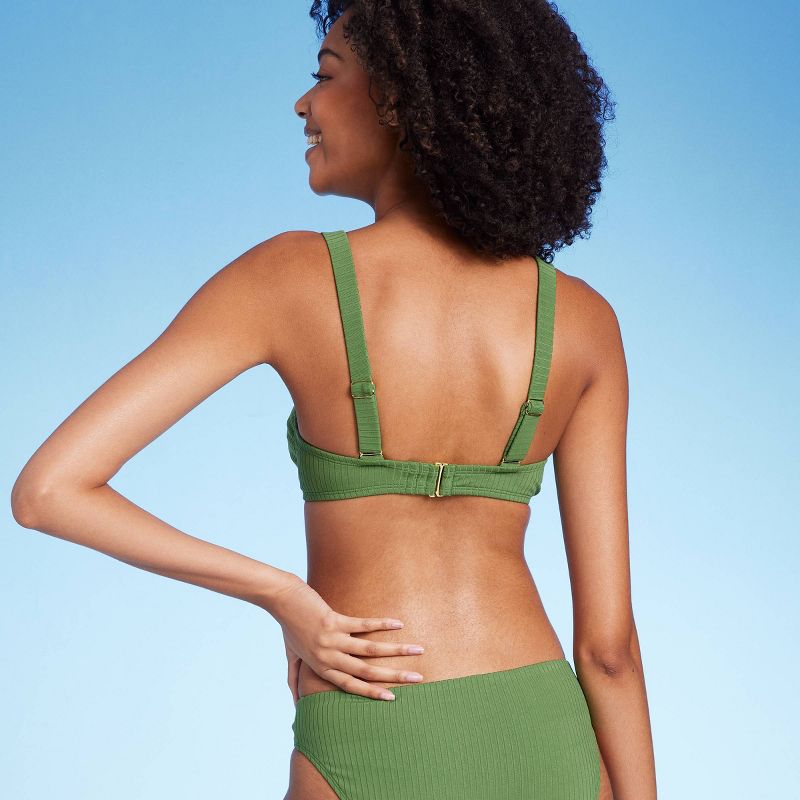 Women's Ribbed Square Neck Underwire Bikini Top - Shade & Shore™ Green, 3 of 7