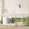 Okak Twin Over Twin Wood House Bunk Bed with Slide & Safety Guardrail Loft Bunk Bed with Ladder for Kids Teens, Easy Assemble, White - 4 of 4