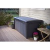 Keter Borneo Outdoor Resin Deck Storage Box Bin Organizer for Patio Furniture, Cushions, and Pool Toys with Wicker/Rattan Design, 110 Gallon, Grey - image 2 of 4
