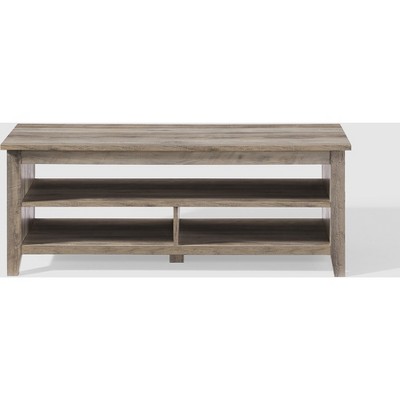Transitional Grooved Coffee Table with Shelf - Saracina Home