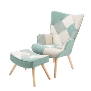 NicBex Linen Accent Chair,Upholstered Living Room Chairs with Curved Tall Backrest and Ottoman,Modern Armchair,Accent Chairs for Living Room - 1 of 4