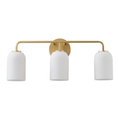Modern 3-Light Gold Vanity Light, Frosted Glass Bathroom Wall Fixture for Mirror, Powder Room, Dressing