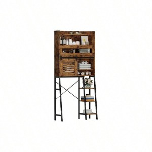 Over Toilet Storage with Cabinet Sliding Barn Door Side Open Rack Bathroom Organizer Vintage Brown Mass - 1 of 4