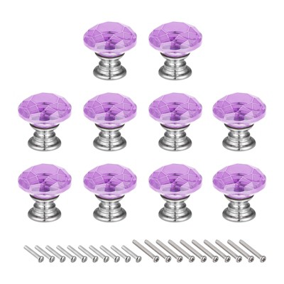 Unique Bargains Zinc Alloy Crystal Diamond Shaped Knobs Drawer with Screw 10 Pcs