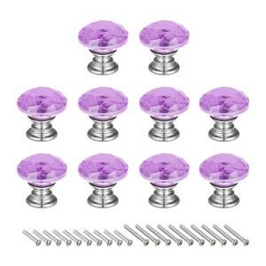 Unique Bargains Zinc Alloy Crystal Diamond Shaped Knobs Drawer with Screw 10 Pcs - 1 of 3