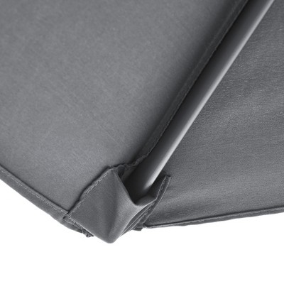 Gray 6-Person Outdoor Dining Set with Umbrella and Glass Top Table