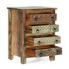 Conwell Boho Handcrafted Wooden 4 Drawer Chest Antique White - Christopher Knight Home: No Assembly, Ring Handles - 3 of 4