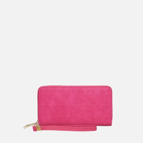 MKF Collection Wristlet Wallet, Aurora M Signature Embossed Double-Zip | MKF Collection by Mia K - Light Blue