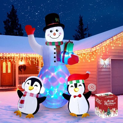 GAOMON Christmas Inflatables Outdoor Decorations, 8 FT Inflatable Snowman with Penguins, Gaomon Blow Up Xmas Decorations