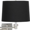 Possini Euro Design Modern Swing Arm Wall Lamp Brushed Nickel Plug-In Light Fixture Black Fabric Drum Shade for Bedroom Bedside - 2 of 4